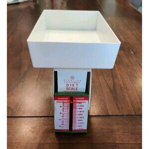 Vintage Sterling Diet Scale Avocado Green Kitchen Grams Ounces Food W Tray